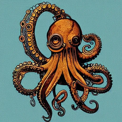 Image similar to “steampunk octopus”