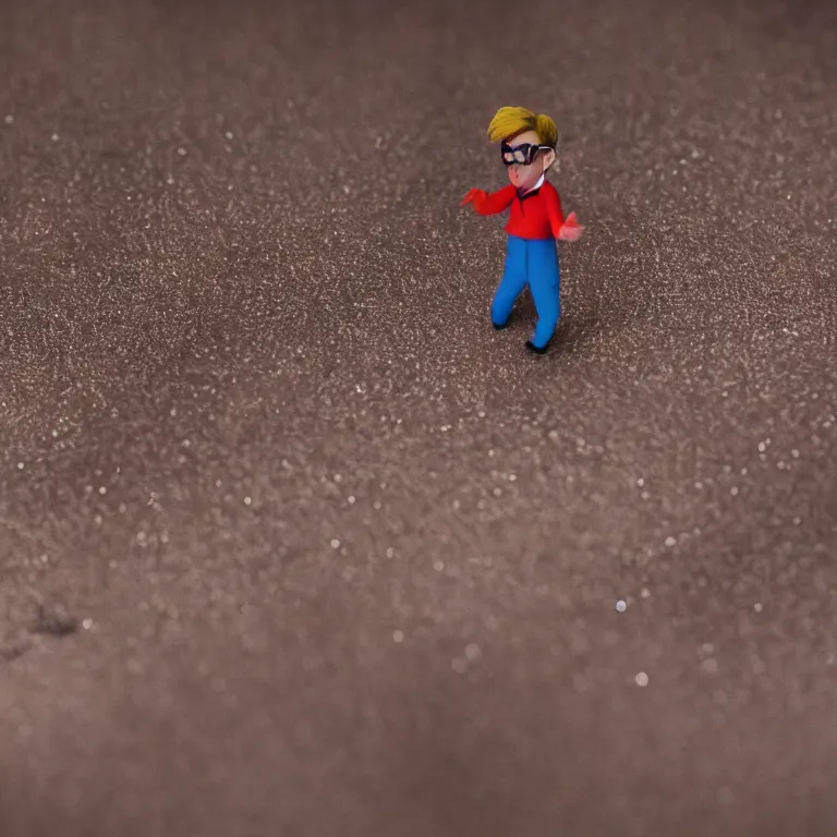 Image similar to a cinematic film still of a claymation stop motion film starring elton john, shallow depth of field, 8 0 mm, f 1. 8