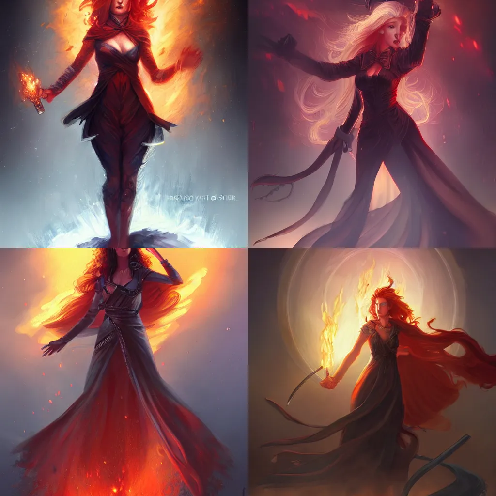 Prompt: Fire Witch, Storming the empire, by Charlie Bowater