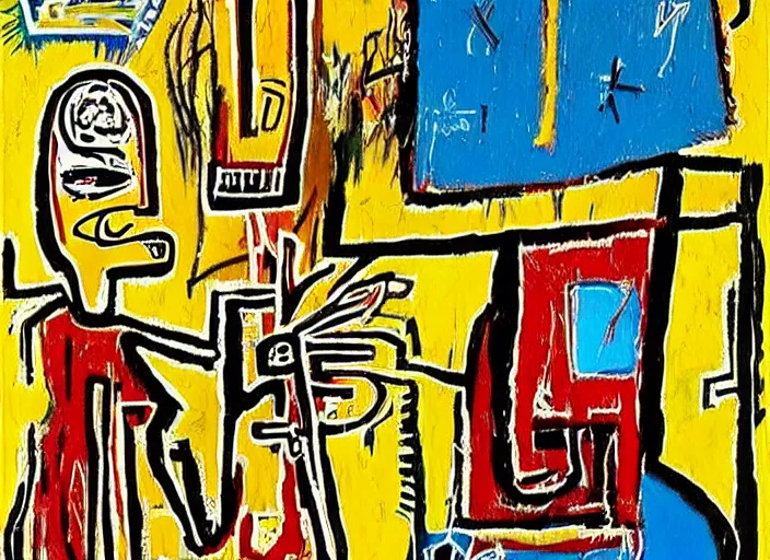 Image similar to beautiful detailed tarot cards painting by jean - michel basquiat