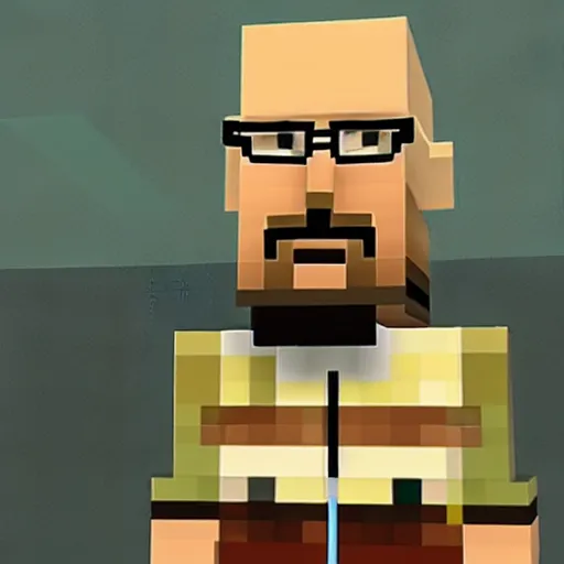 Prompt: Walter white in minecraft