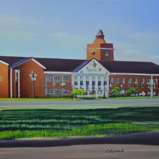 Image similar to beautiful oil painting of galva elementary school by olaf krans