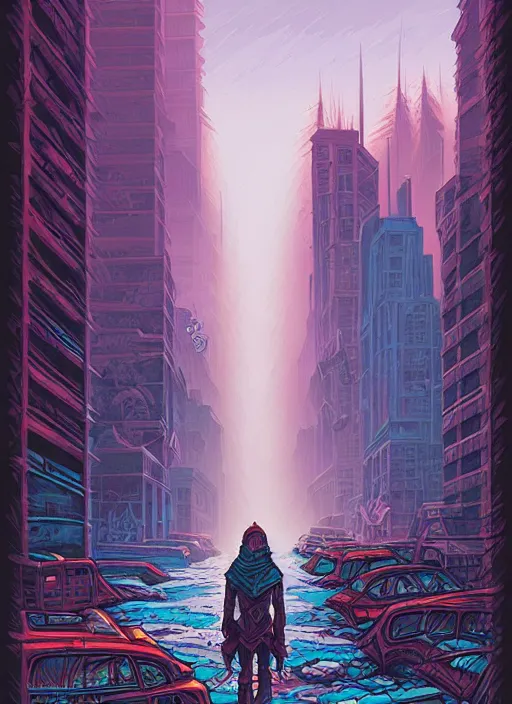 Image similar to concept art by dan mumford of apocalypse abandoned city art, digital painting, sharp focus, illustration