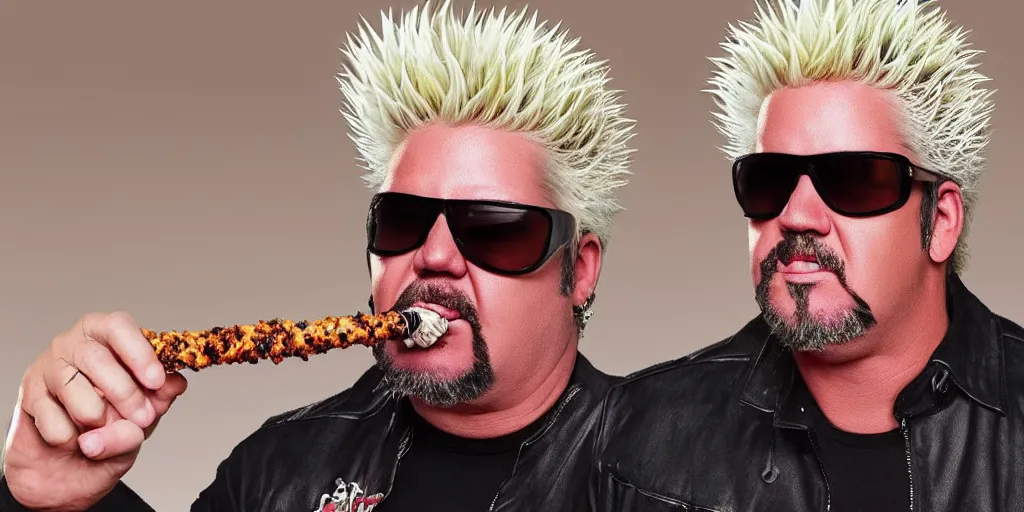 Image similar to “guy fieri smoking weed, 4k, realistic”