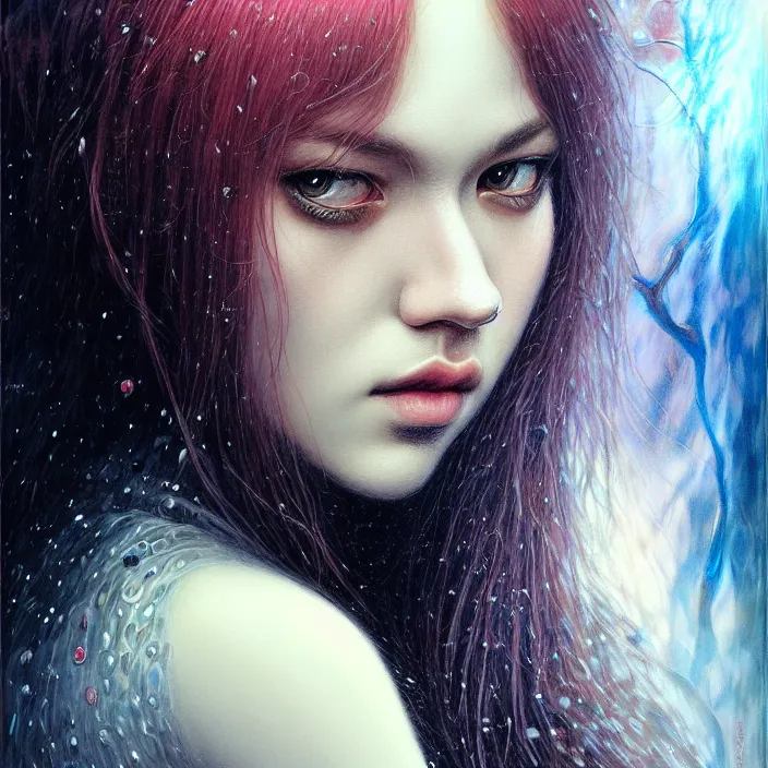 Prompt: jossi of blackpink, king, tarot card, highly detailed, digital painting, smooth, sharp focus, illustration, ultra realistic, 8 k, art by karol bak and agnes cecile