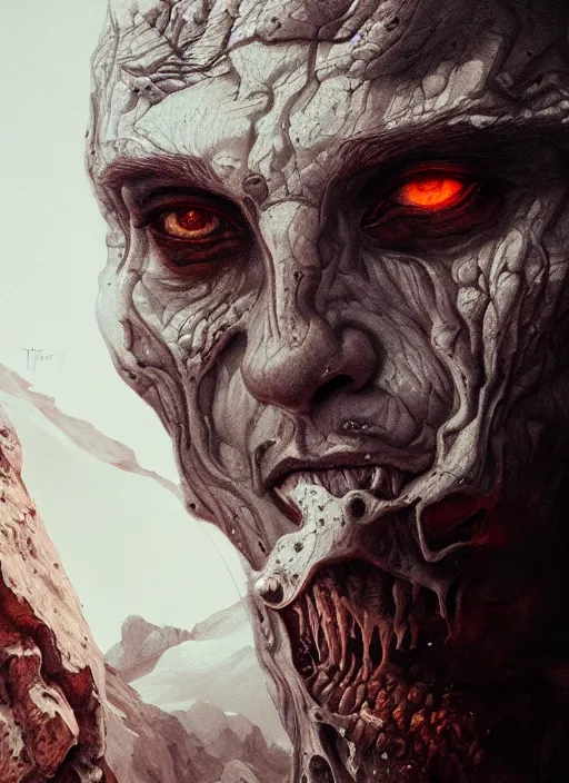 Image similar to close up portrait of a ghost in the mountains of hell, oil painting by tomasz jedruszek, cinematic lighting, pen and ink, intricate line, hd, 4 k, million of likes, trending on artstation