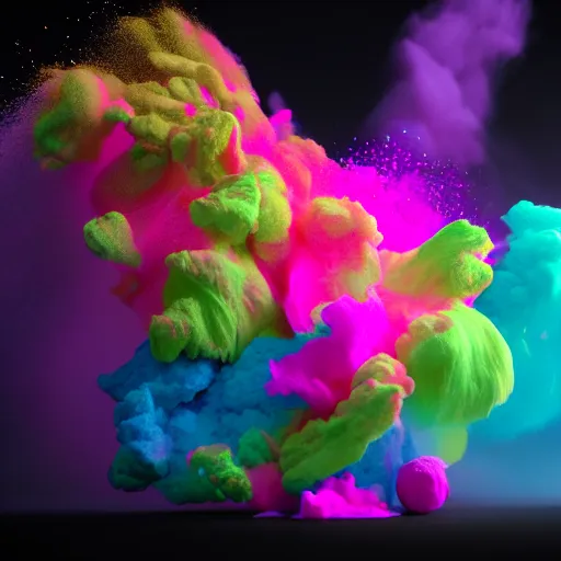 Image similar to color powder explosion on black background, particles, fine detail, hyperrealism, james jean, golden ratio, sharp focus, octane render, sidefx houdini, artstation, vfx