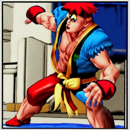 Image similar to ken from street fighter 2 in the style of scarry, richard