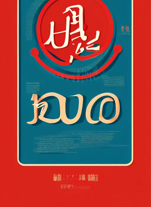 Image similar to poster design with duochrome vintage typographic Japanese katakana, red and blue colour palette, layout design, illustrator vector graphics