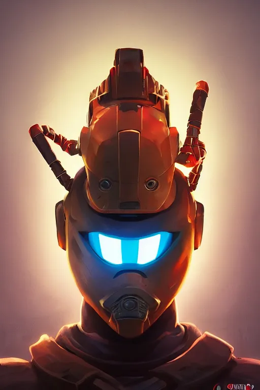 Image similar to epic mask helmet robot ninja portrait stylized as fornite style game design fanart by concept artist gervasio canda, behance hd by jesper ejsing, by rhads, makoto shinkai and lois van baarle, ilya kuvshinov, rossdraws global illumination radiating a glowing aura global illumination ray tracing hdr render in unreal engine 5