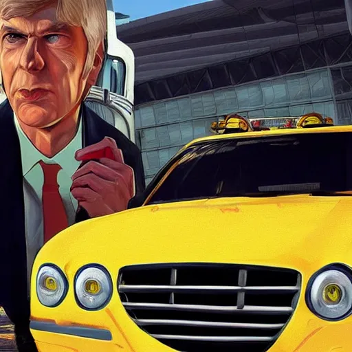 Prompt: Arsene Wenger in GTA V, cover art by Stephen Bliss, artstation,