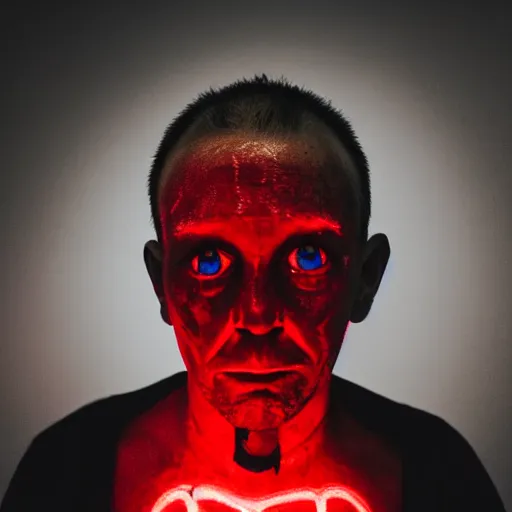 Image similar to a man with red glowing eyes