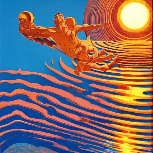 Image similar to ripples in spacetime by Lucien Clergue and Robert mccall and greg rutkowski