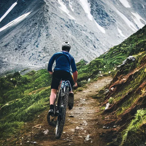 Image similar to a man in a mountain bike in the mountain