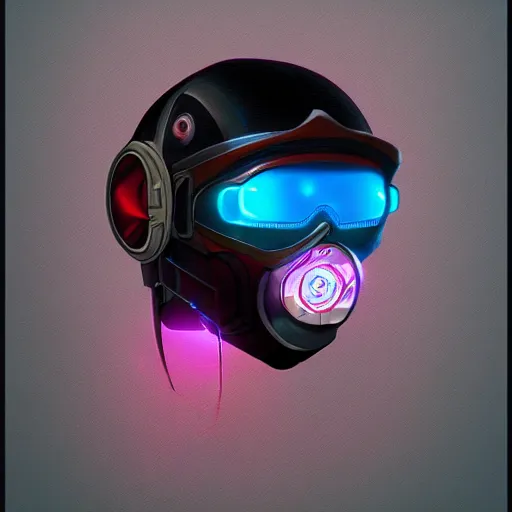 Image similar to cyberpunk helmet in the shape of a bird with stickers by Vitaly Bulgarov, a beak, concept art, artstation, high details, stickers