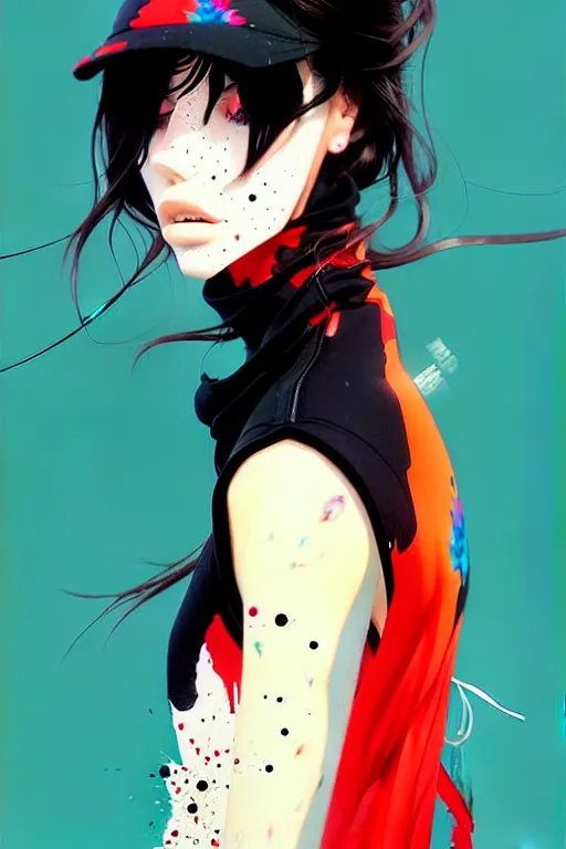 Image similar to a ultradetailed painting of a woman in streetwear, by conrad roset, greg rutkowski and makoto shinkai trending on artstation