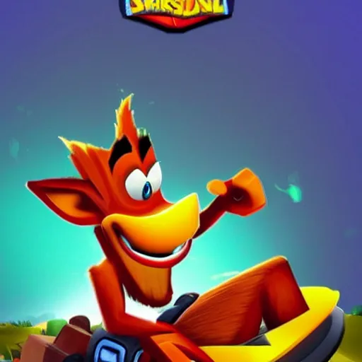 Prompt: Crash Bandicoot driving an Opel Astra, highly detailed picture, with an ifunny watermark at the bottom-left