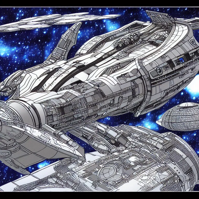 Image similar to highly detailed spaceship by tetsuro kimura