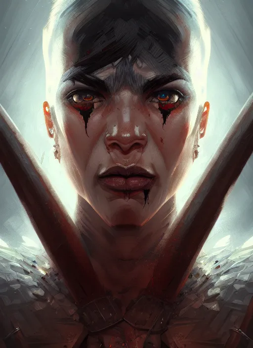 Prompt: symmetry!! portrait of angry! barbarian, intricate, gritty, highly detailed, digital painting, artstation, concept art, smooth, sharp focus, illustration, art by artgerm and greg rutkowski, 8 k