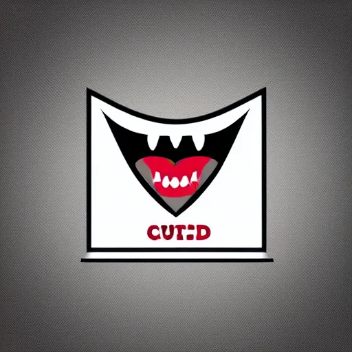 Image similar to corporate logo of a monster with a very toothy grin,