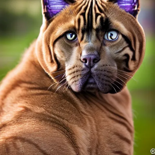 Prompt: a feline mastiff - cat - hybrid, animal photography