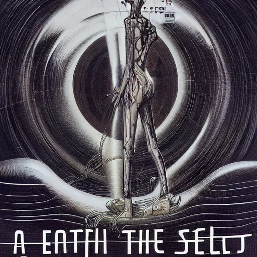 Prompt: a poster for the day the earth stood still by hr giger moebius yasushi nirasawa