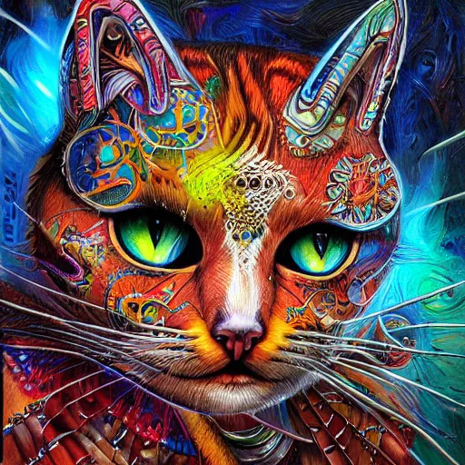 Image similar to cat face shaman by android jones