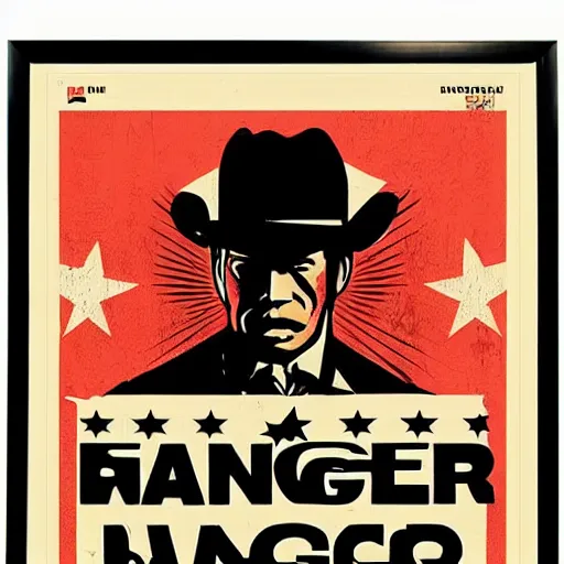 Prompt: walker - texas - ranger poster by shepard fairey