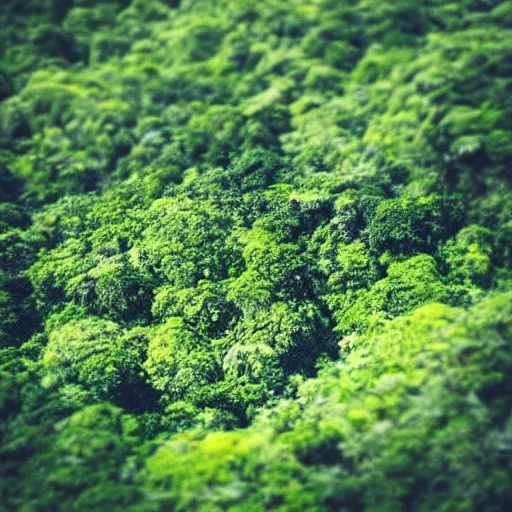Prompt: “a tilt-shift photo of a lush jungle, photorealistic”