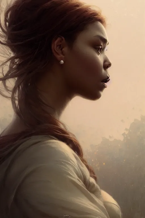 Image similar to lizzo profile picture by Greg Rutkowski, matte painting, intricate, fantasy concept art, elegant, by Stanley Artgerm Lau, WLOP, golden ratio, thomas kindkade, alphonse mucha, loish, norman Rockwell,