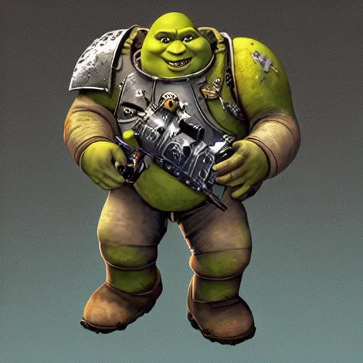 Prompt: Shrek as a Space Marine, concept art