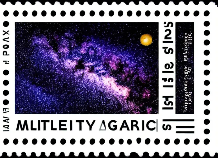 Image similar to a minimalistic milky way galaxy as a postage stamp, minimalistm, voroni diagram