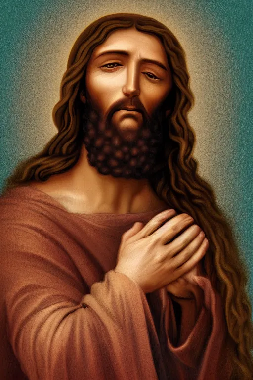 Image similar to jesus facepalm, digital art