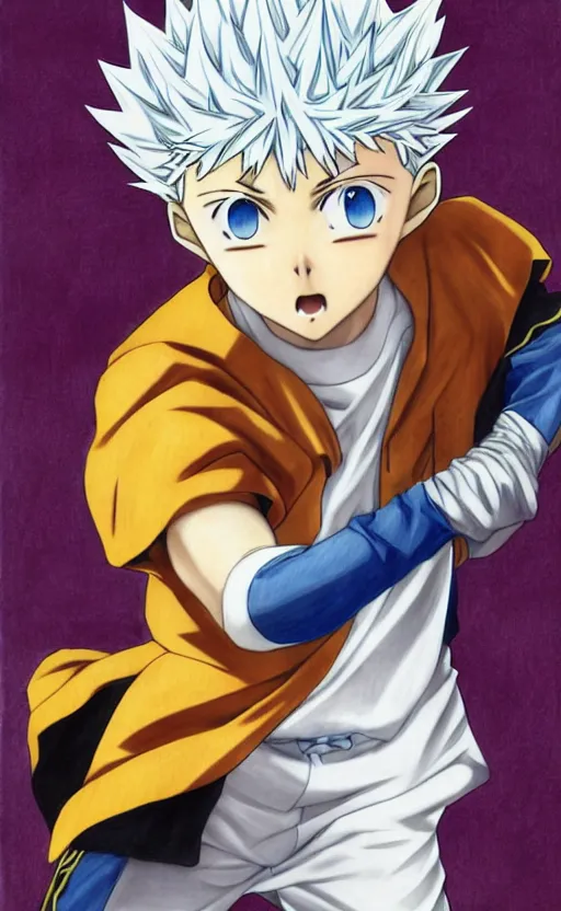 Prompt: Killua from HxH doing God speed electricity, 8k, digital art, drawn by j.c. leyendecker, amazing quality