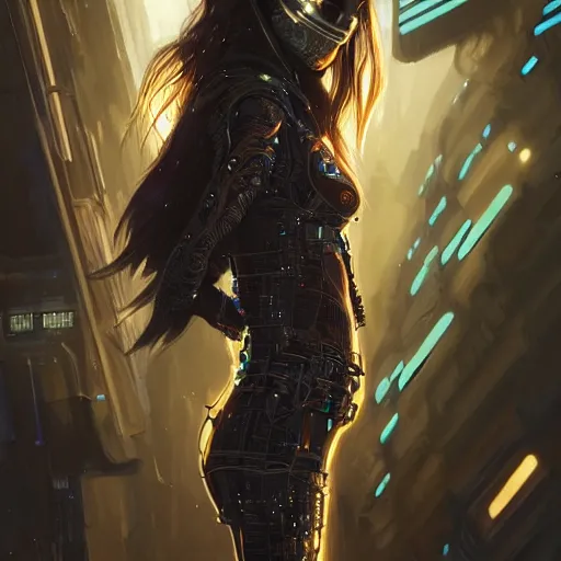 Image similar to highly detailed ana de armas as a cyberpunk character wearing far future cyberpunk clothes, intricate, elegant, highly detailed, digital painting, artstation, concept art, smooth, sharp focus, illustration, art by artgerm and greg rutkowski and alphonse mucha