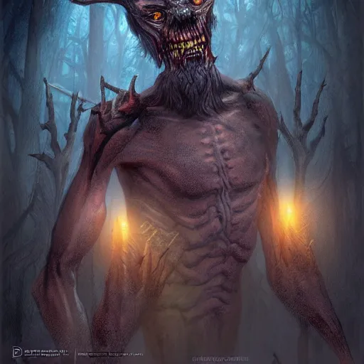 Prompt: wendigo from outer space, Darrell K Sweet, artstation, concept art, digital art