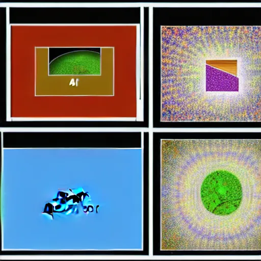 Prompt: picture divided into 4 areas. each quarter contains a different image