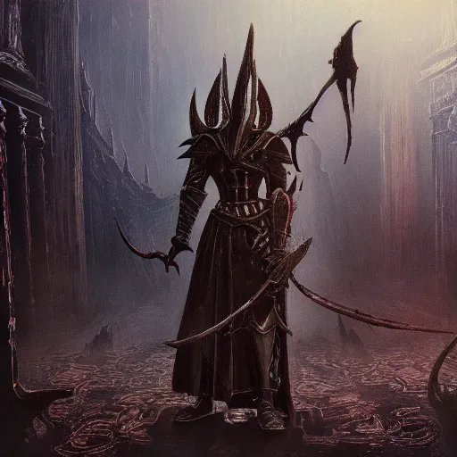 Image similar to Anubis, Bloodborne boss, matte painting, detailed, Bloodborne, oil on canvas