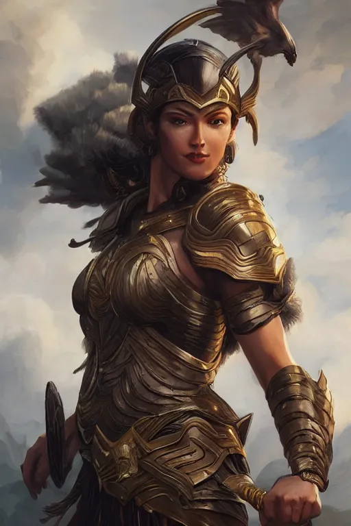 Image similar to amazon valkyrie athena, d & d, fantasy, portrait, highly detailed, headshot, digital painting, trending on artstation, concept art, sharp focus, illustration, art by artgerm and greg rutkowski and magali villeneuve