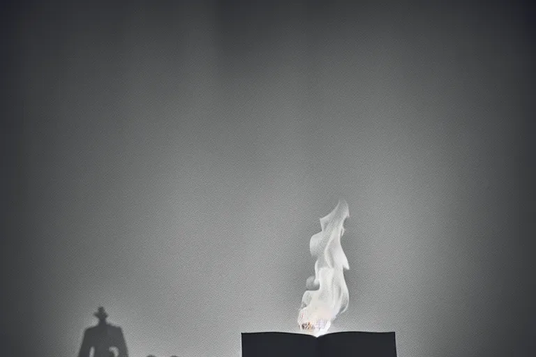 Image similar to Court Room,stacks of paper on fire, fog, Mads Berg, Karolis Strautniekas,stippled light, dramatic lighting,fine texutre, editorial illustration,matte print, film noir,dynamic composition,moody