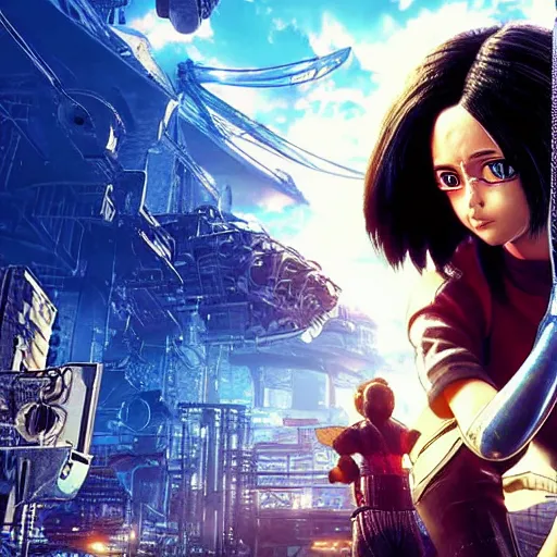 Image similar to video game box art of a ps 4 game called alita : battle angel, 4 k, highly detailed cover art.
