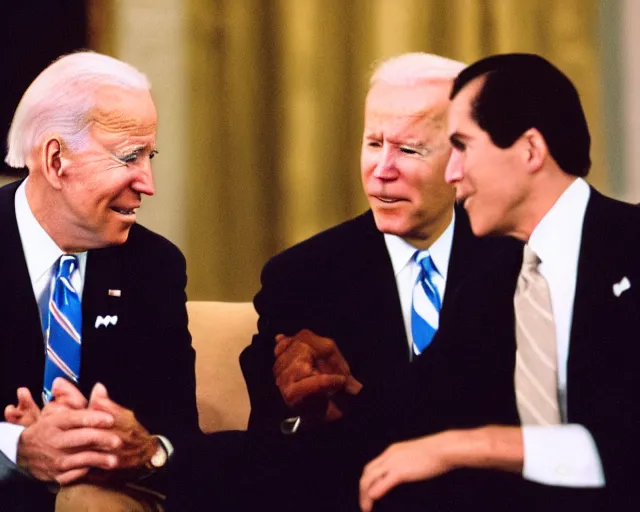 Image similar to president joe biden face to face with president joe biden, nikon 3 5 mm, photograph