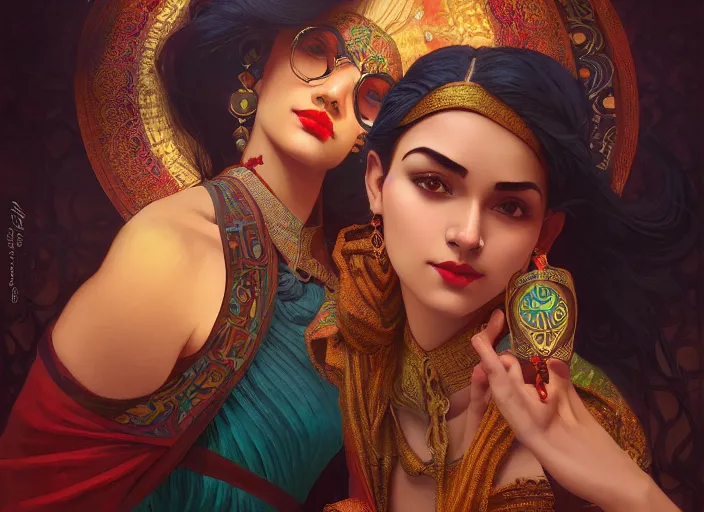 Image similar to photography of jamini roy, female deep focus, d & d, fantasy, intricate, elegant, highly detailed, digital painting, artstation, concept art, matte, sharp focus, illustration, hearthstone, art by artgerm and greg rutkowski and alphonse mucha