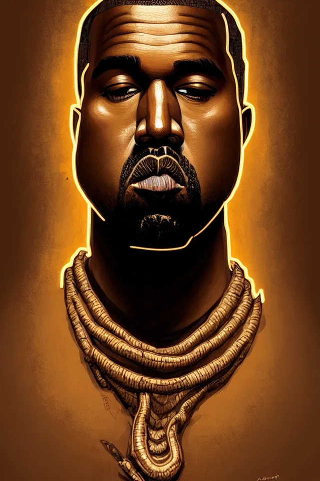 Image similar to portrait of kanye - west!!! fish hybrid, intricate, extremely detailed, digital painting, artstation, concept art, smooth, sharp focus, illustration, ambient lighting, art by artgerm and greg rutkowski and alphonse mucha and simon stalenhag