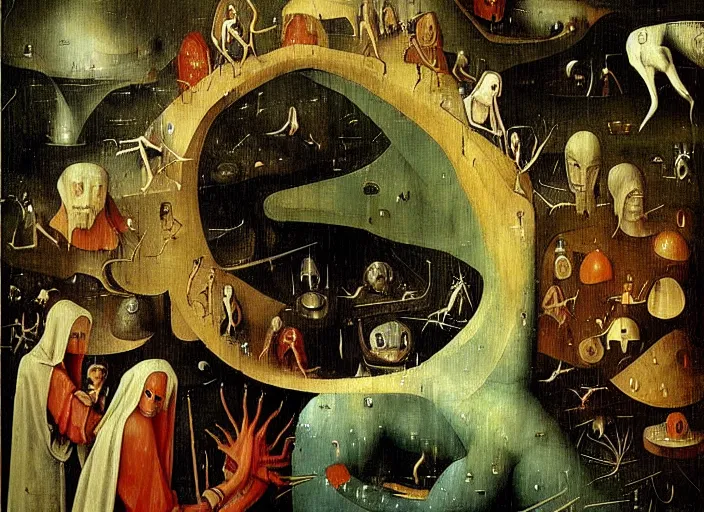 Prompt: beatiful eternal gods art fantasy mythology lovecraft style, detailed painting by hieronymus bosch