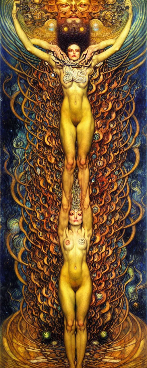 Image similar to Divine Chaos Engine by Karol Bak, Jean Delville, William Blake, Gustav Klimt, and Vincent Van Gogh, symbolist, visionary