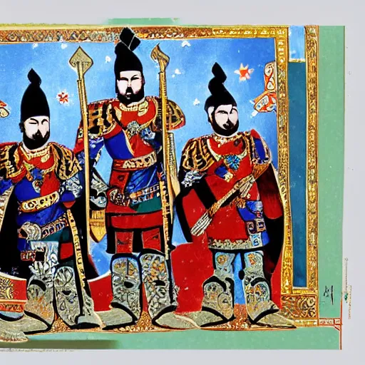 Prompt: ottoman sultanate space marines, persian folk art