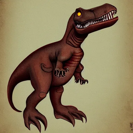 Prompt: paleoart of a t - rex wearing a school uniform by emily willoughby