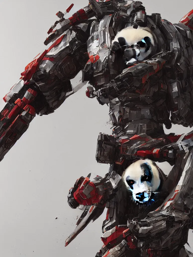 Image similar to “A detailed portrait of a giant robot panda dressed as a samurai, anime, trending on artstation, octane render, cgsociety, 4K, 8K”
