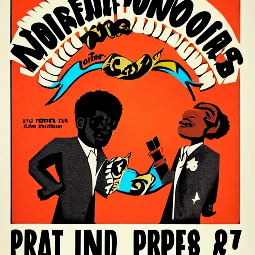 Image similar to an advertisement for the first and foremost album, an album cover by Emory Douglas, featured on flickr, private press, concert poster, groovy, lowbrow